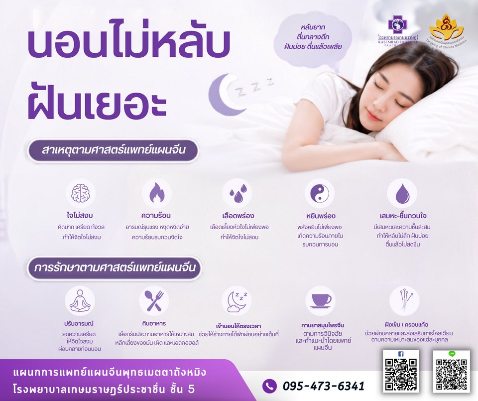 นอนไม่หลับ ฝันเยอะ ตื่นบ่อย ฝังเข็มช่วยดูแลได้