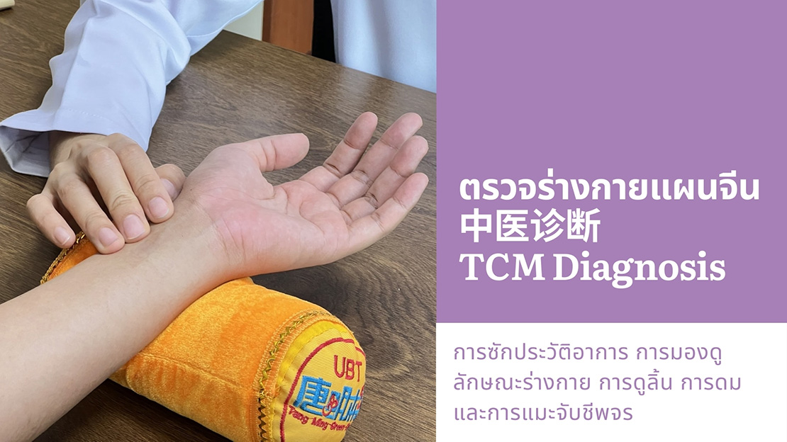 ตรวจร่างกายแผนจีน 中医诊断 TCM Diagnosis การซักประวัติอาการ การมองดู ลักษณะร่างกาย การดูลิ้น การดม และการแมะจับชีพจร